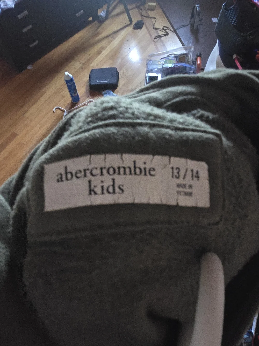 abercrombie kids Olive Green Hoodie with White Moose Logo Size 13/14
